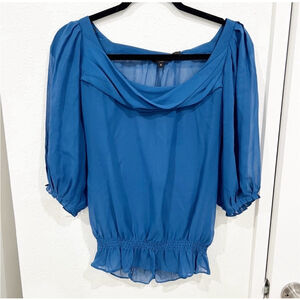 Royal blue sheer Ted Baker blouse cowl neck size 0